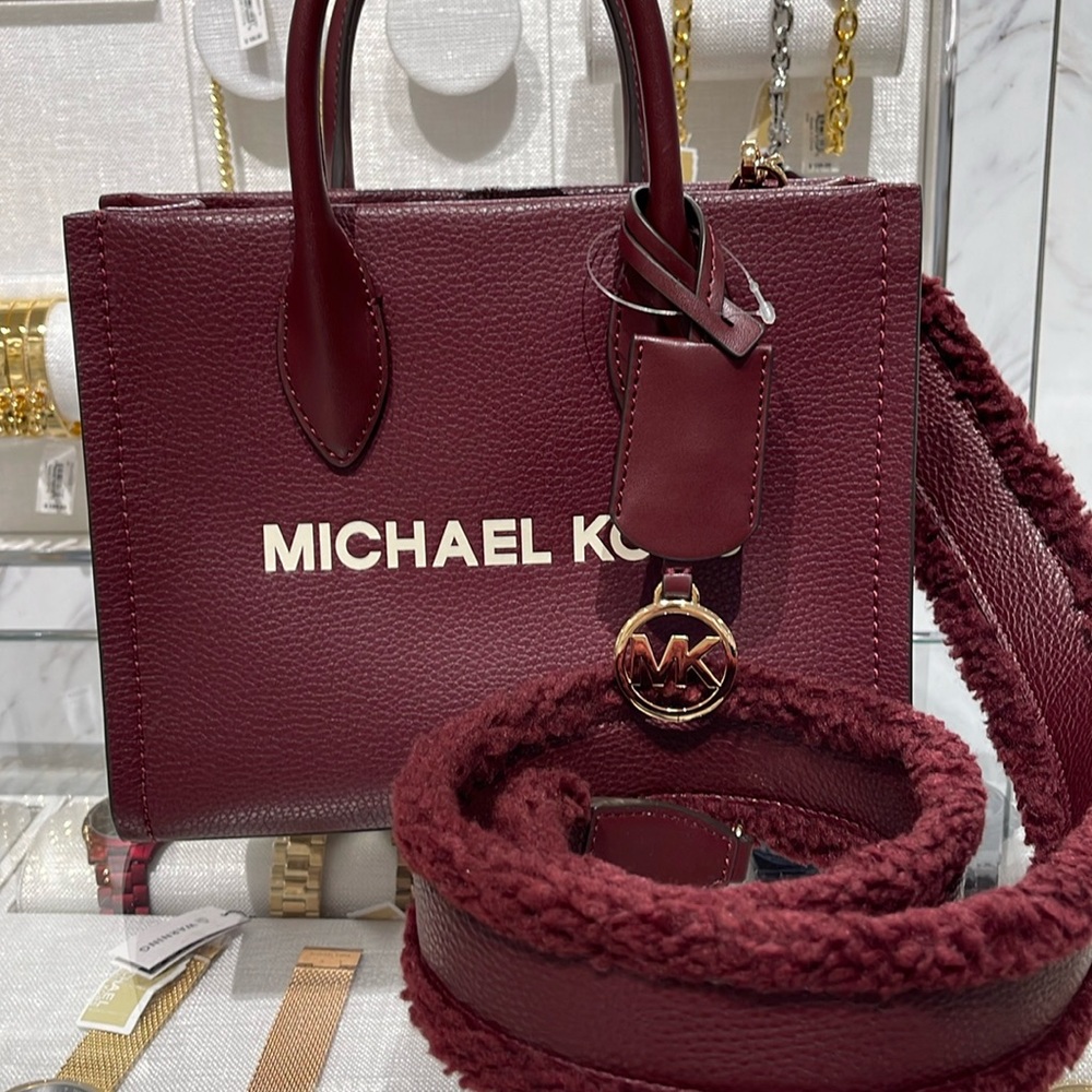 Michael Kors Mirella Small Pebbled Leather Shopper Top Zip Crossbody XBody Bag - Picture 2 of 16